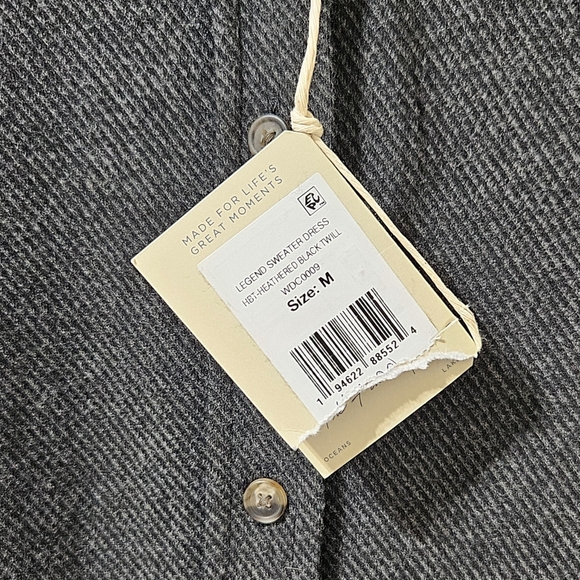 Faherty Legend Sweater Dress Long Sleeve Medium Heathered Black Twill NWT - Picture 7 of 8